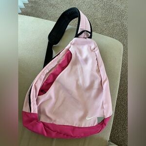 Nike Pink and Black Sling Backpack